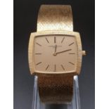 A VACHERON CONSTANTIN LADIES 18K WATCH WITH SQUARE FACE AND SOLID GOLD STRAP. 30MM