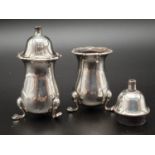 Pair of Silver Salt Pots inscribed with the letter P. William Greenwood and Sons - 1926 Hallmark.