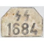 Waffen SS Lorry Number Plate.