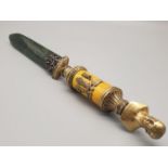 Russian silver enamel nephrite jade letter opener decorated with diamond and ruby stones . 110