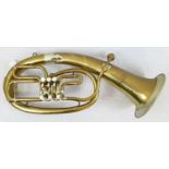 A VINTAGE CZECH MADE BRASS TUBA (A FEW DENTS BUT GOOD WORKING ORDER) total length 78cms