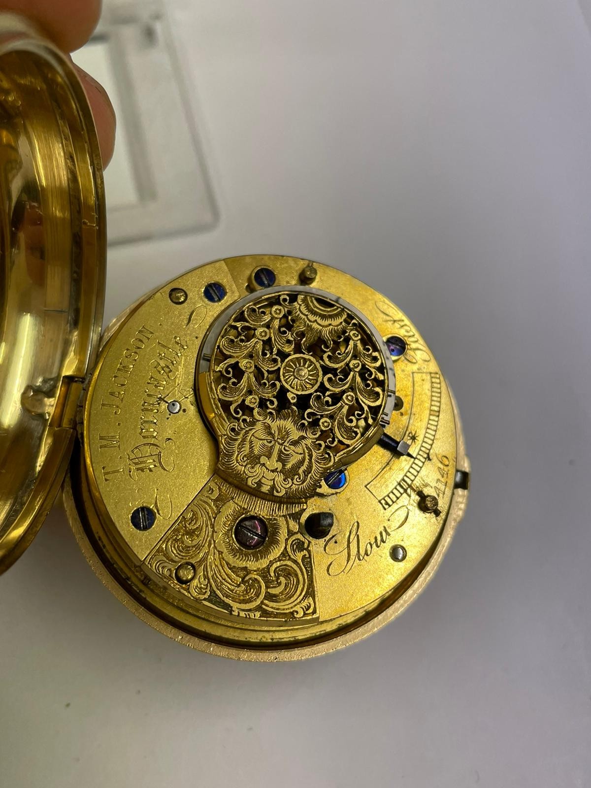 Antique very large yellow metal verge fusee pocket watch 172g Working but sold with no guarantees - Image 13 of 16