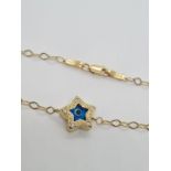 14k yellow gold vintage EVIL EYE STAR BRACELET, weight 3.4G and 20cm long approx