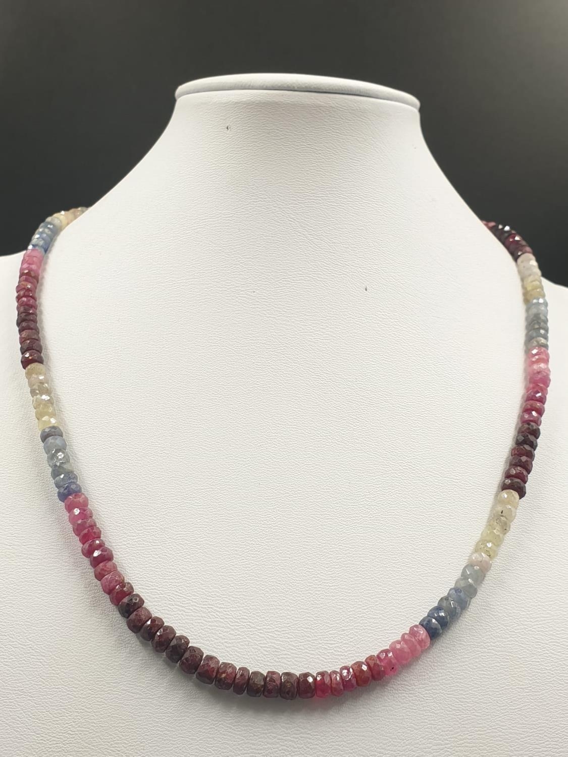 184cts Set of Multisapphire 18 inches necklace with matching bracelet - Image 3 of 11