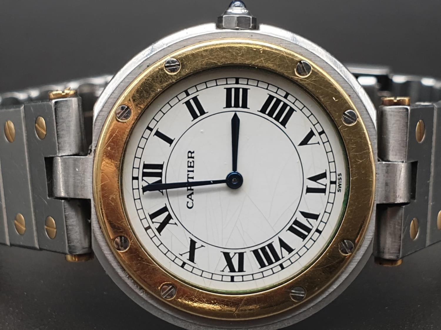 CARTIER QUARTZ WATCH IN BI-METAL (A FEW SMALL HAIRLINE CRACKS ON FACE) 32MM - Image 5 of 12