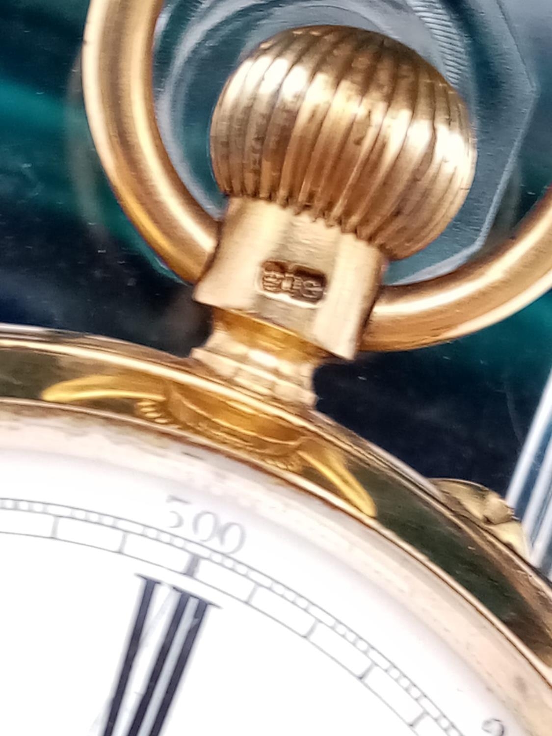 AN 18K GOLD POCKET WATCH WITH UNUSUAL HALL MARKING OF SHEFFIELD AND CHESTER 1953, IN VERY NICE - Image 7 of 12