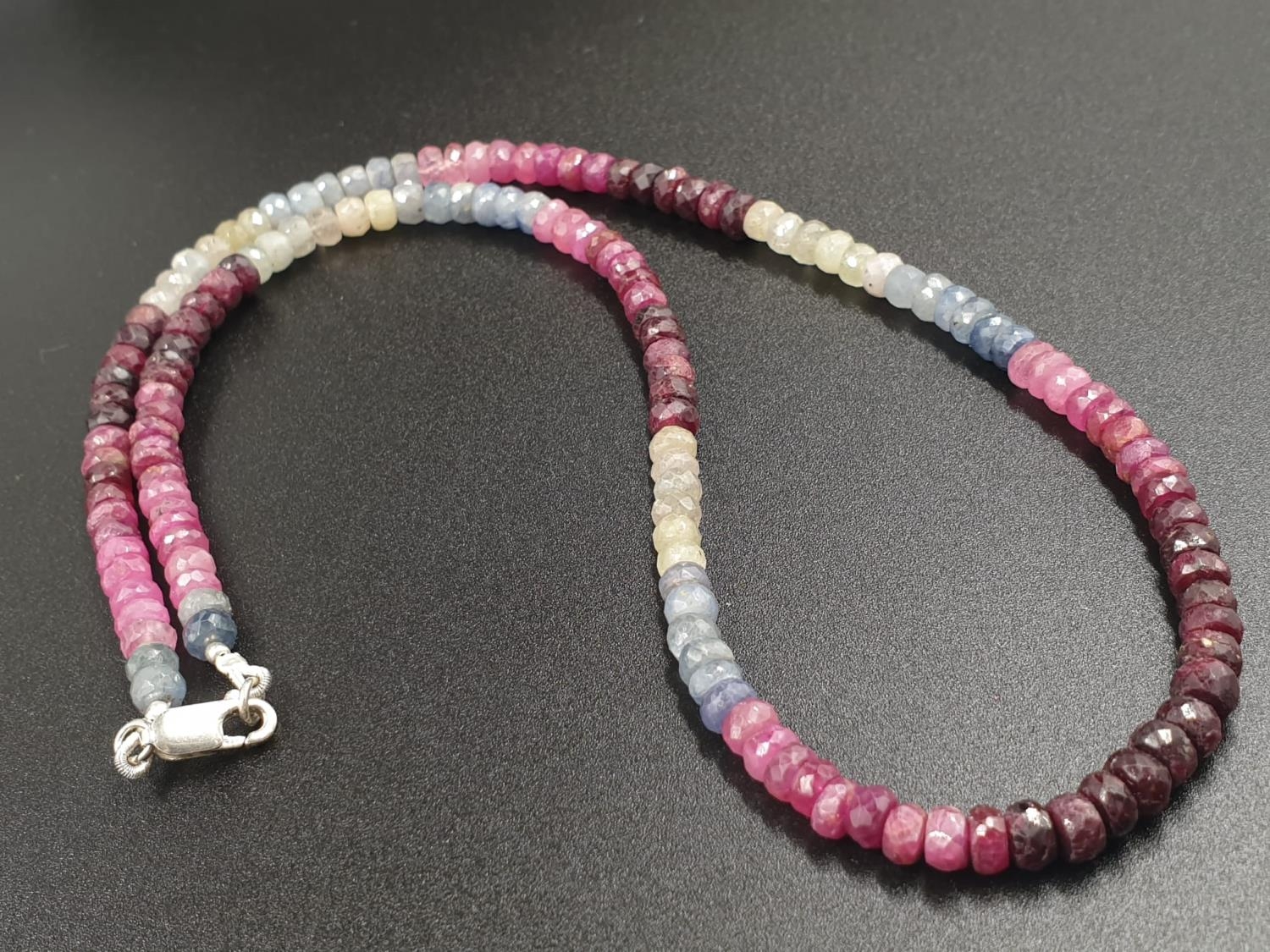 184cts Set of Multisapphire 18 inches necklace with matching bracelet - Image 2 of 11