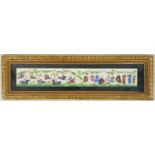 Vintage Persian Khatamkari Inlay Frame of a Miniature Hand-Painted Hunting Scene. Cracked glass