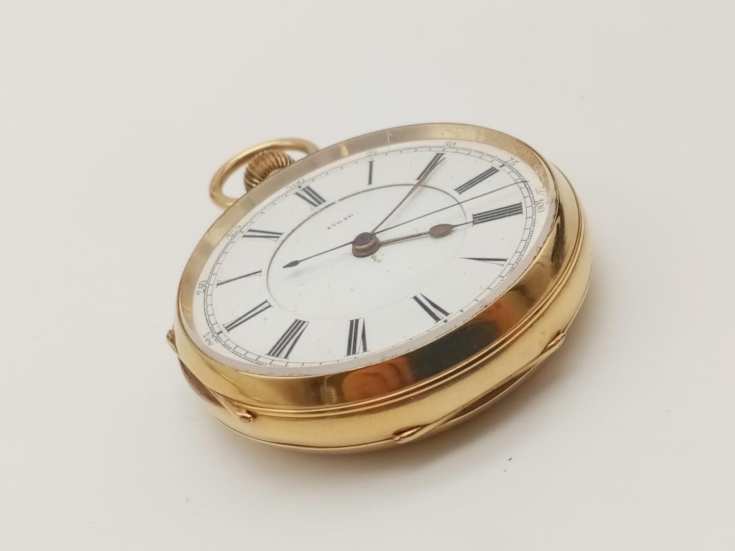 AN 18K GOLD POCKET WATCH WITH UNUSUAL HALL MARKING OF SHEFFIELD AND CHESTER 1953, IN VERY NICE - Image 4 of 12