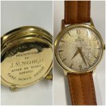 Vintage Rare 18ct Gold Zenith Watch presented from the Rand Gold Mine South Africa. Good Working