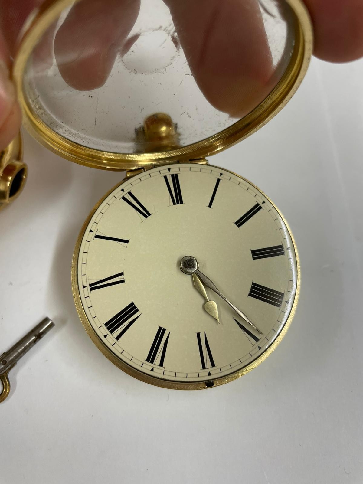 Antique very large yellow metal verge fusee pocket watch 172g Working but sold with no guarantees - Image 2 of 16