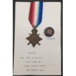 A 1914 WORLD WAR 1 STAR CAMPAIGN MEDAL WITH RIBBON IN GOOD CONDITION PLUS A COMRADES OF THE GREAT