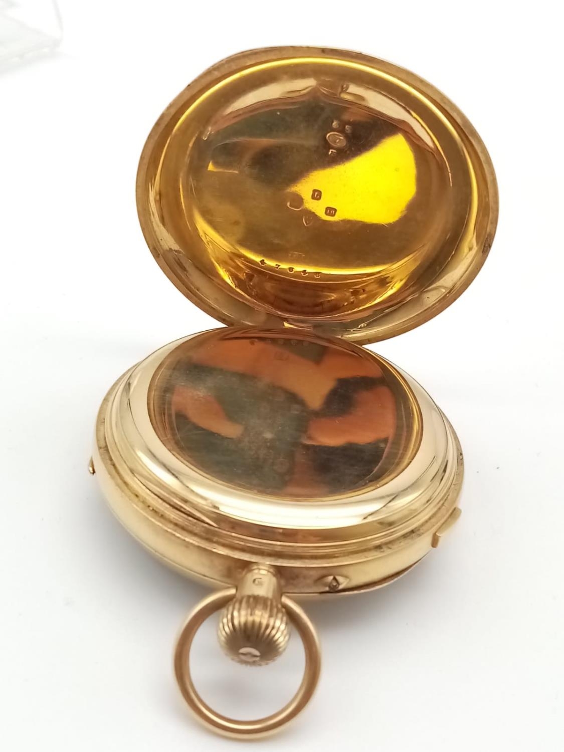 AN 18K GOLD POCKET WATCH WITH UNUSUAL HALL MARKING OF SHEFFIELD AND CHESTER 1953, IN VERY NICE - Image 6 of 12