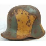 WW1 German Model 1916 Stahlhelm Helmet in jigsaw pattern camouflage. Complete with liner.