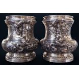 19th Century pair of German Hanau solid Silver wine / champagne coolers, each exceptionally
