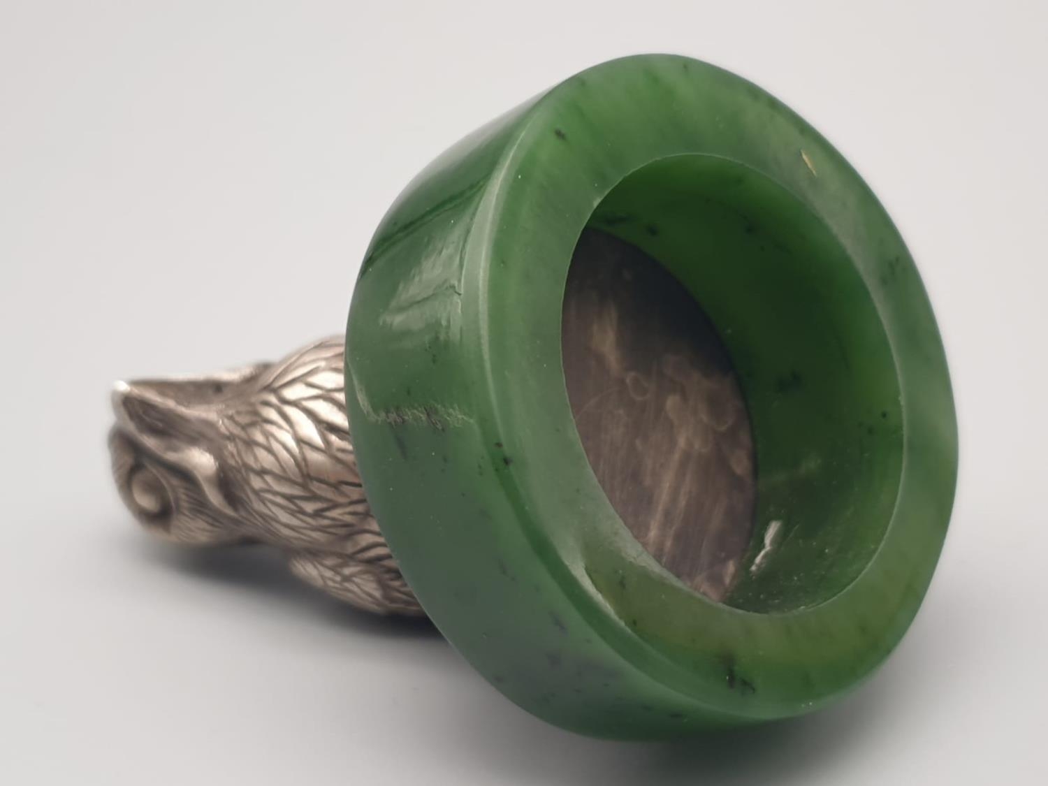 Russian silver and jade paperweight in the form of a canary bird in original box. 64.3gms 5.5cms - Image 7 of 9