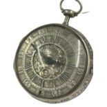 Antique c1600s rare John Bushman Champlevé Verge Fusee pocket watch with calendar dial and silver