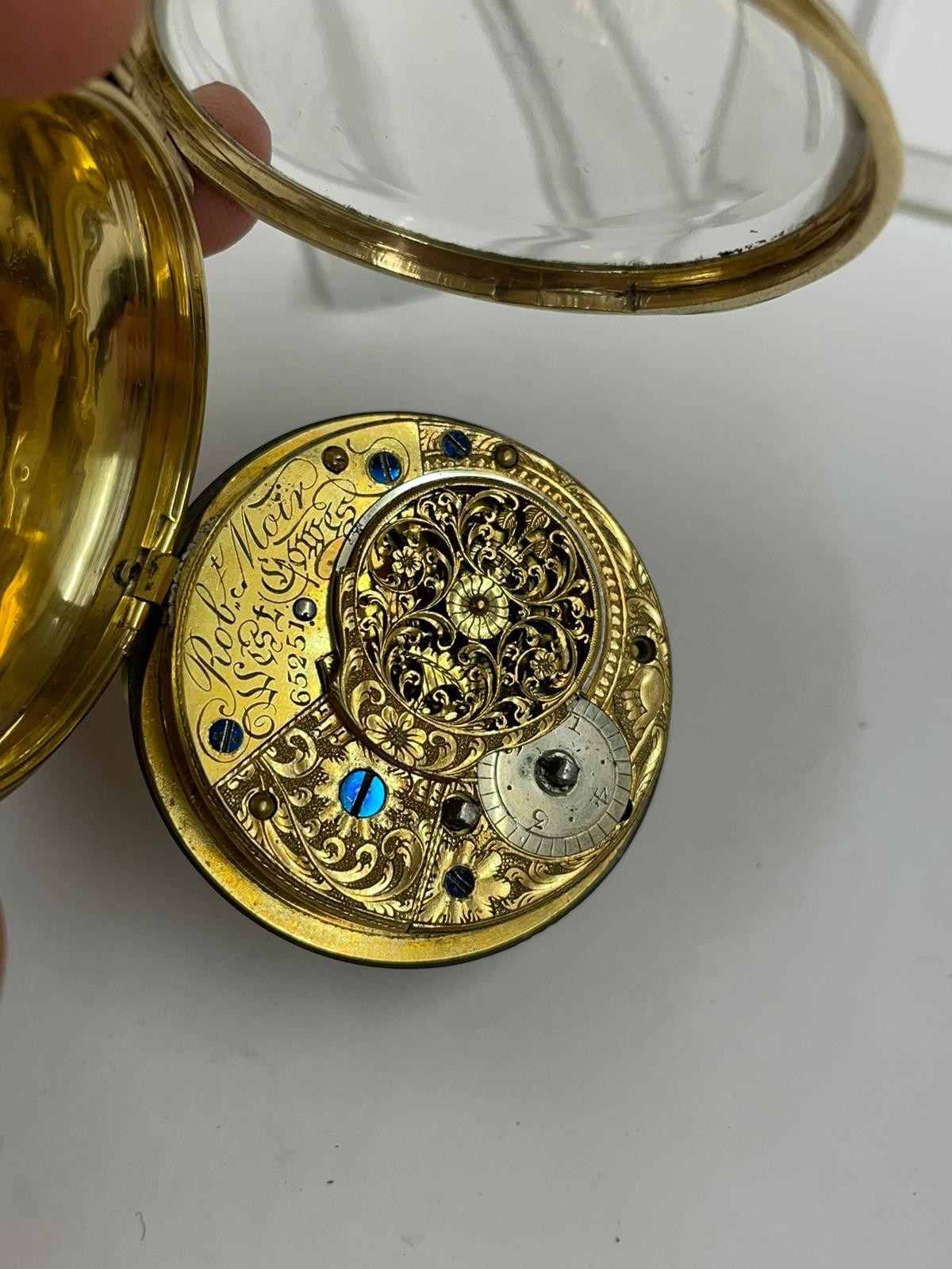 Antique gilt silver verge fusee pocket watch x2 AF no keys x1 ticks of shaken - Image 5 of 5