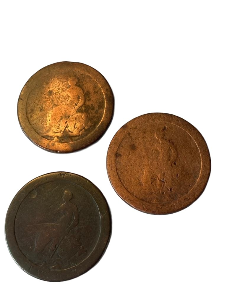 3 x George III copper cartwheel pennies 1797. One coin is in fair condition the other two are worn. - Image 2 of 2