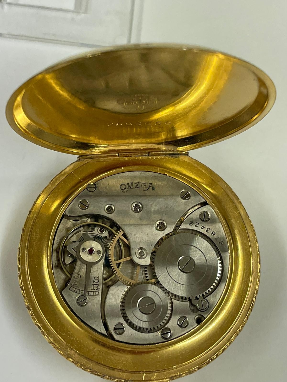 Vintage yellow metal Turkish ottoman omega pocket watch, working but sold with no guarantees - Image 5 of 10