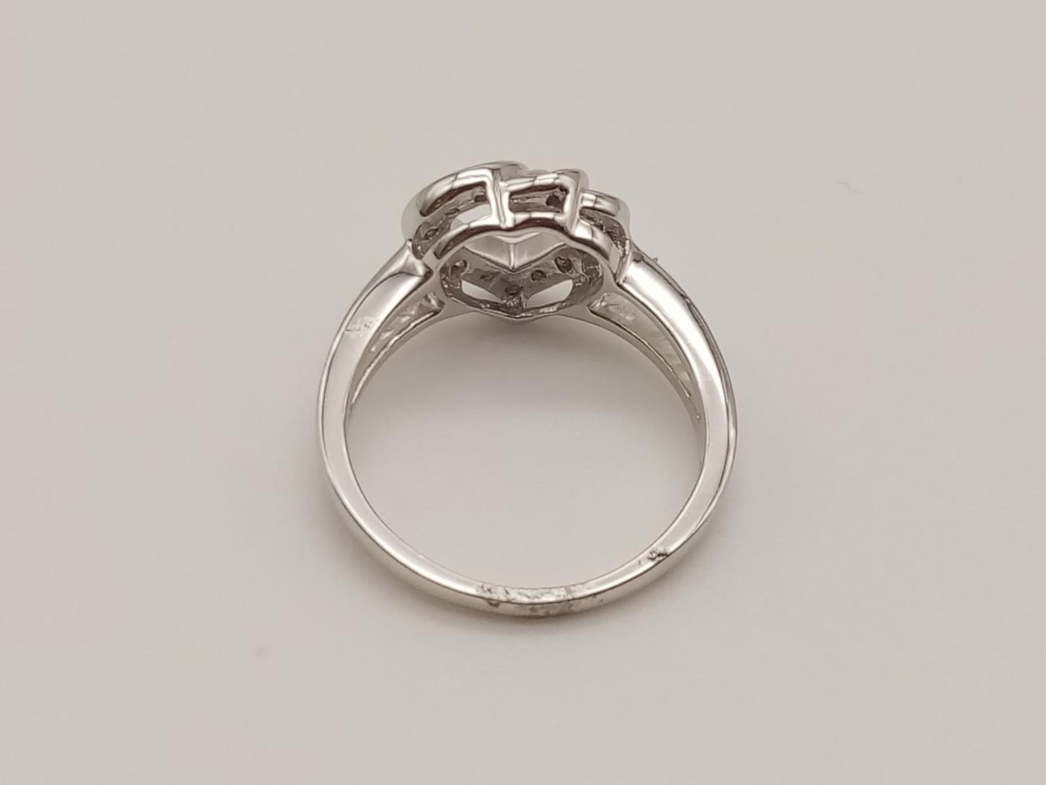 9k White gold DIAMOND SET HEART RING, weight 3.7g and approx 0.25ct diamonds, size O - Image 3 of 6