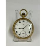 Vintage yellow metal omega pocket watch working but sold with no guarantees