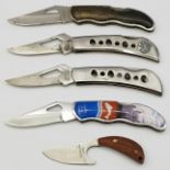 Collection of five vintage skinning/pen knives