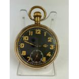 Vintage unusual Dennison case pocket watch with bottom lifting back case . Ticks but stops