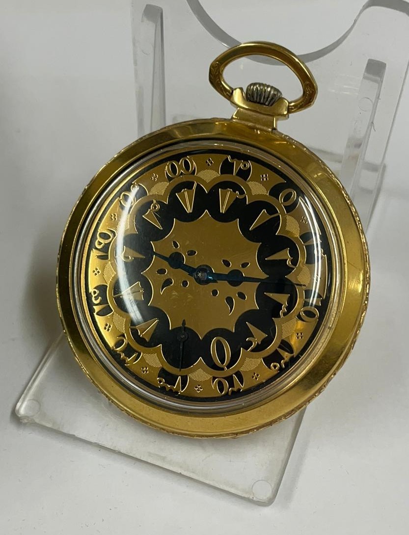 Vintage yellow metal Turkish ottoman omega pocket watch, working but sold with no guarantees - Image 2 of 10