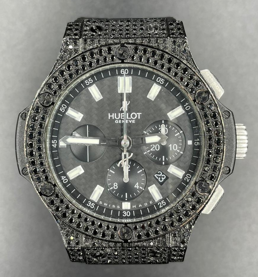 Hublot Big Bang chronometer watch black face and skeleton back