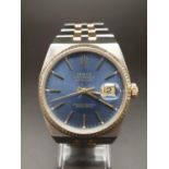 A BI-METAL ROLEX OYSTERQUARTZ WITH ATTRACTIVE BLUE FACE 36MM