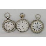 3x Antique silver pocket watch AF