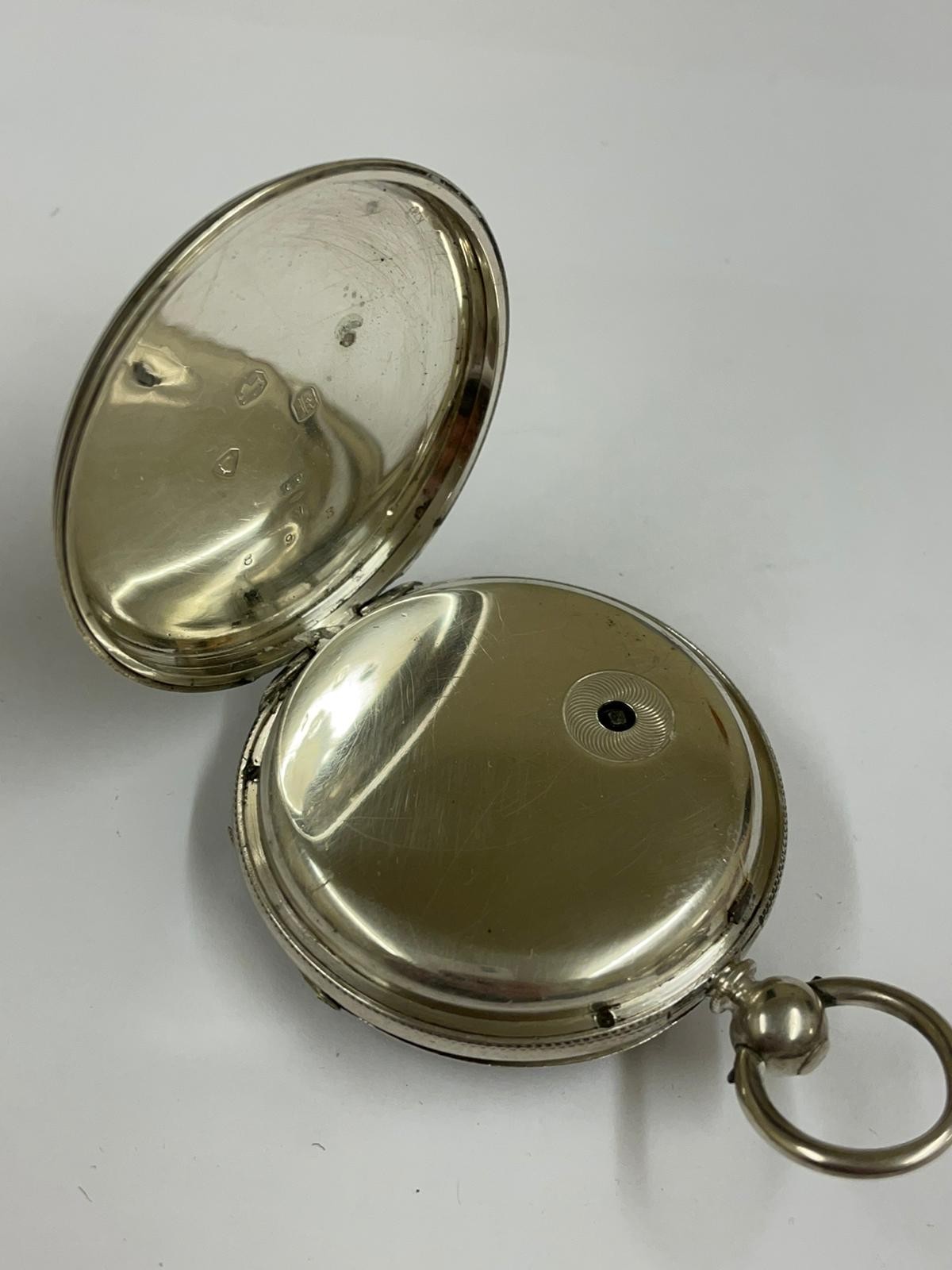 Antique silver fusee pocket watch working but missing glass , sold with no guarantees. - Image 5 of 7