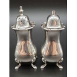 Unmatched Silver Salt and Pepper Pot. Adie Bros - 1922/23 Hallmarks. 10cm. 127g total weight