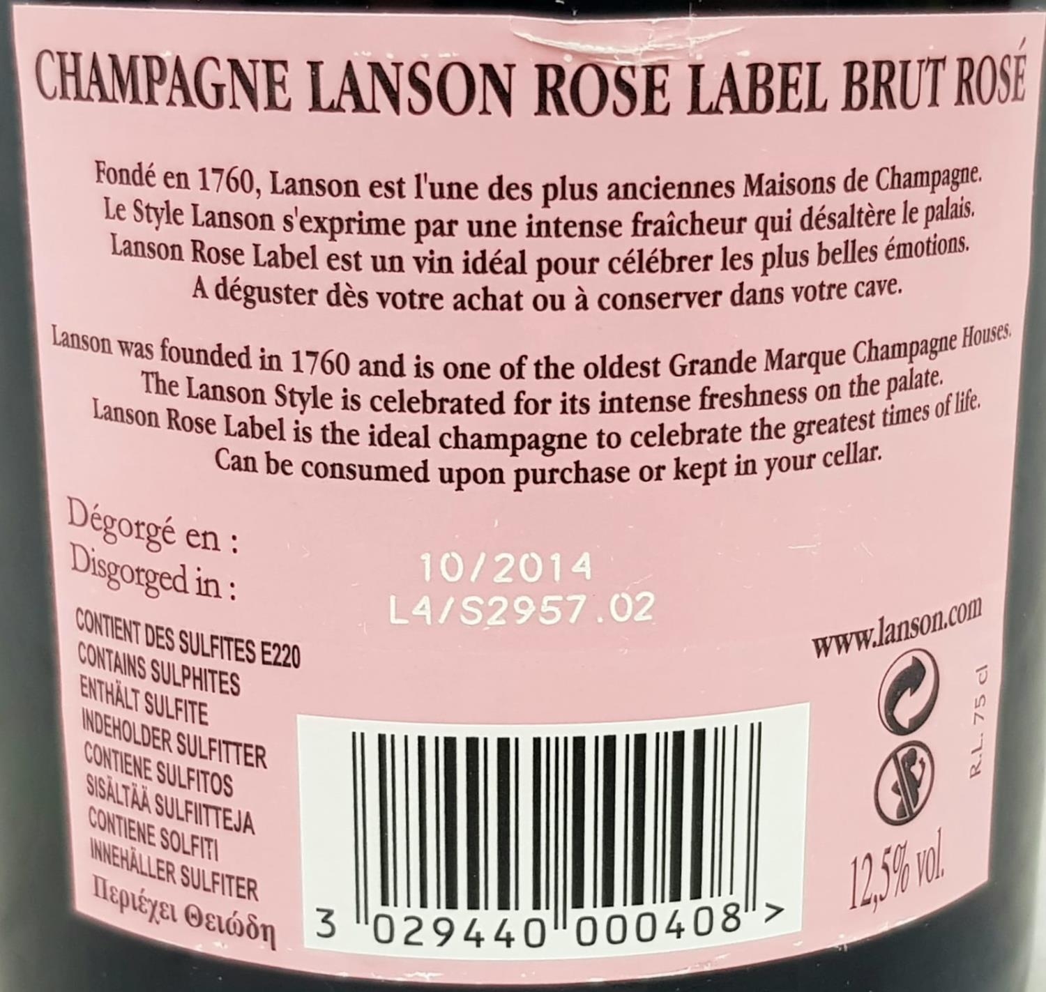 Bottle (75cl) Lanson Rosé Champagne. As new, in gift box. - Image 3 of 4