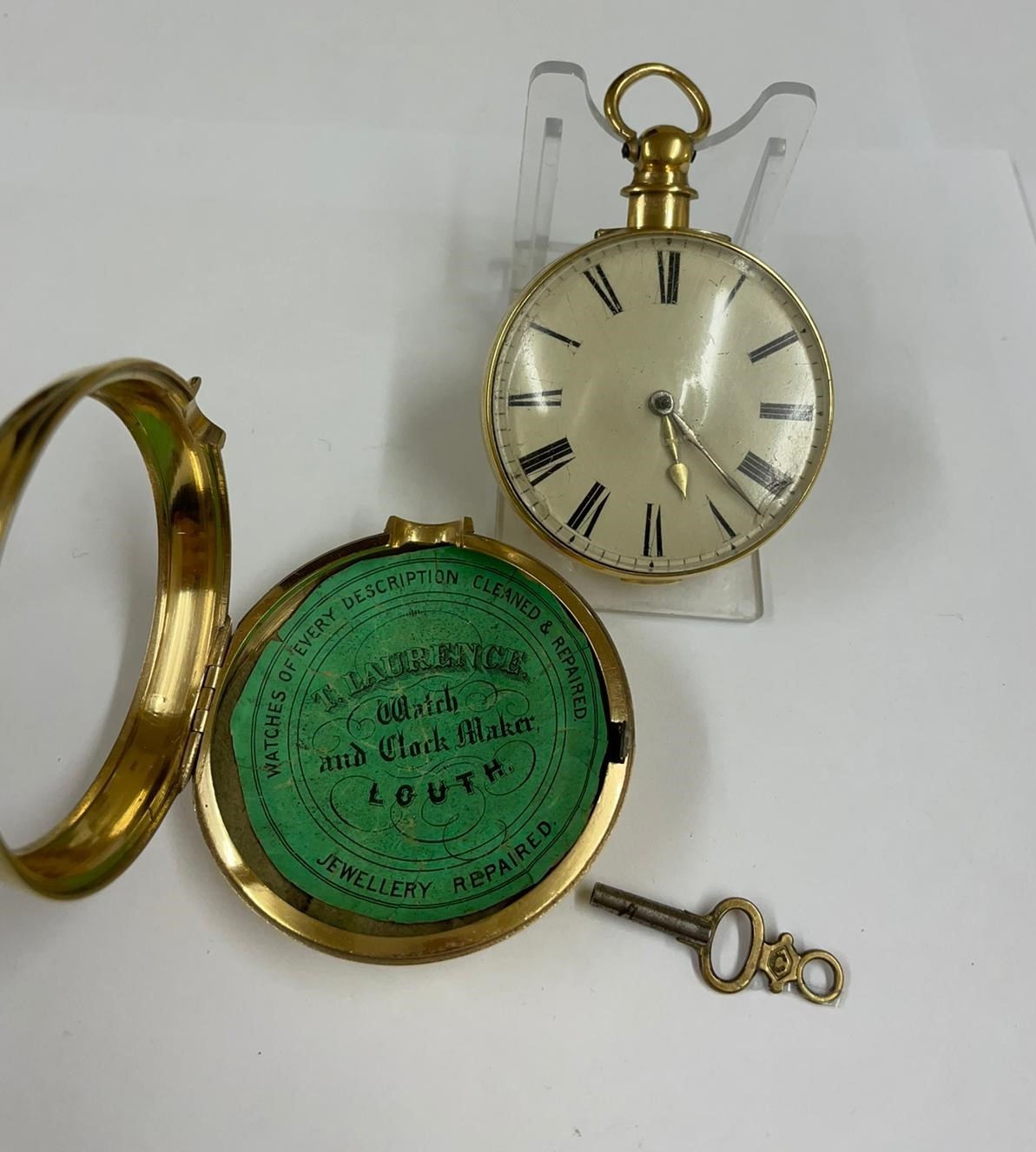 Antique very large yellow metal verge fusee pocket watch 172g Working but sold with no guarantees - Image 7 of 16