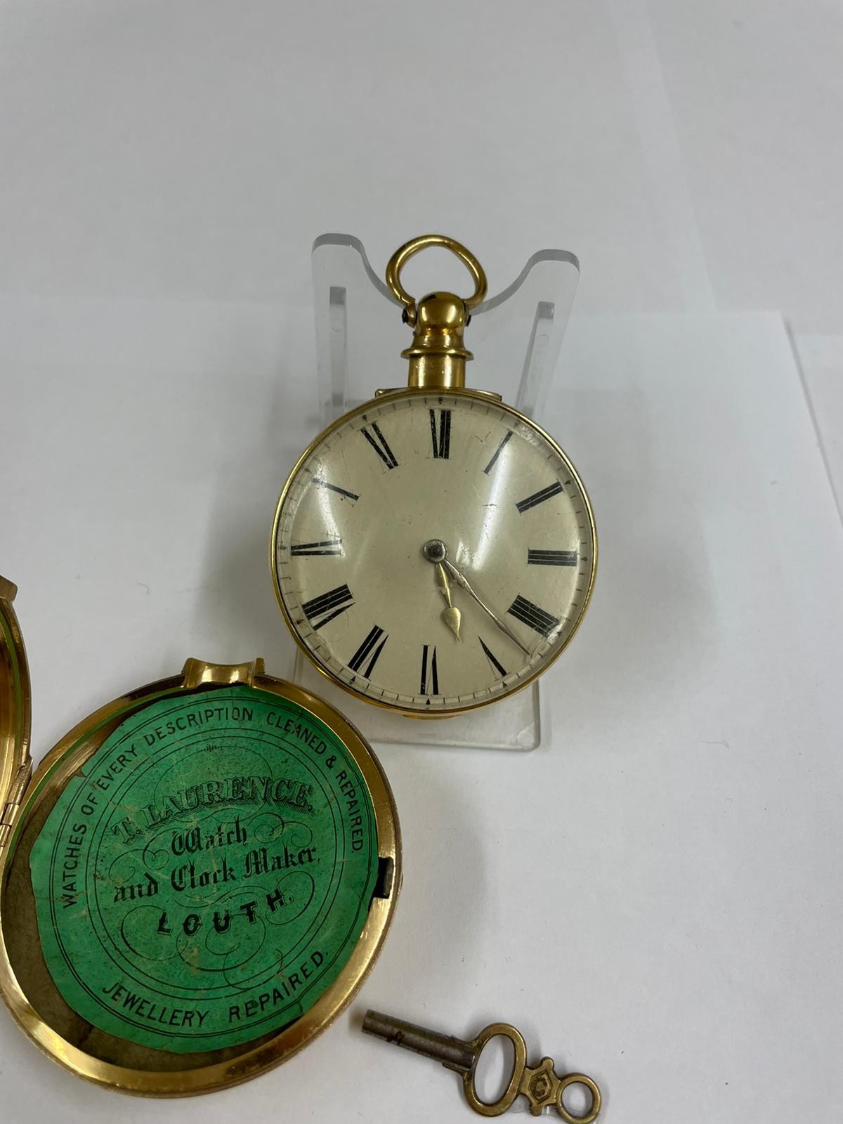 Antique very large yellow metal verge fusee pocket watch 172g Working but sold with no guarantees - Image 3 of 16