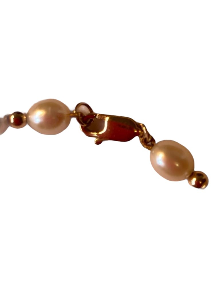 9 carat gold and pearl necklace with matching bracelet.Necklace 40 cm bracelet 19 cm approx. - Image 2 of 3