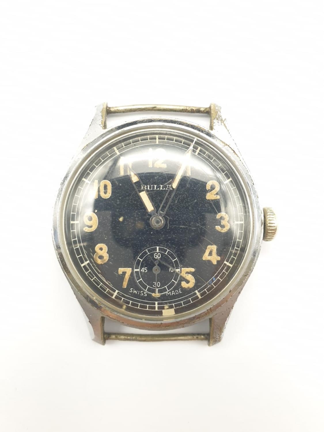 WW2 German Army Wrist Watch made by ?Bulla?. Marked ?DU? for Deutsch Heer. Working.