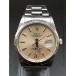 ROLEX OYSTER DATEJUST IN STAINLESS STEEL WITH ATTRACTIVE LIGHT OYSTER FACE, FWO 36MM