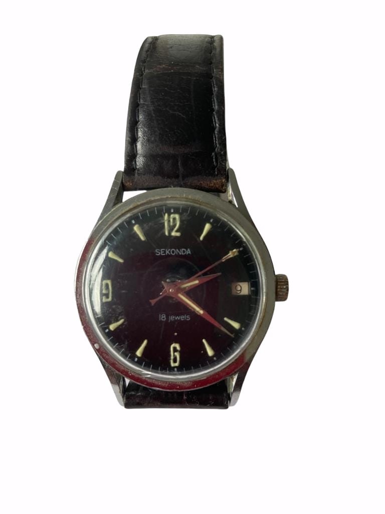 Vintage Sekonda Gentleman?s Wristwatch.Original USSR production.Rare Black Face Silver hands