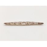 18k yellow gold antique Victorian diamond bar brooch with approx over 3ct of rose cut diamonds,