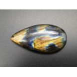 97.82 Cts Natural Labradorite in Pear Cabochon shape. 53.88 x 28.85 x 8.38mm. Come with ITLGR