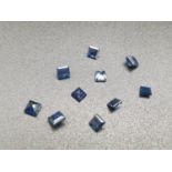 2.9 Carats (10 Pieces) of Square-Cut Natural Sapphires.