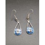 Pair of Silver Mexican Enamel Earrings. 2.08g