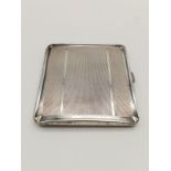 Vintage Silver Cigarette Case. Geometric pattern on outer - gilded decoration on inner, Good