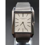 Patek Philippe 18k white gold watch with square face and solid gold strap, 32mm in very good