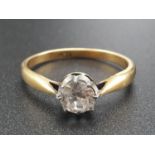 18K Yellow Gold Diamond Ring. 0.30 Carat Diamond. 3.23g total weight. Size T.