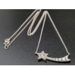 Silver Necklace with Stardust Pendant. 42cm. 2.37g
