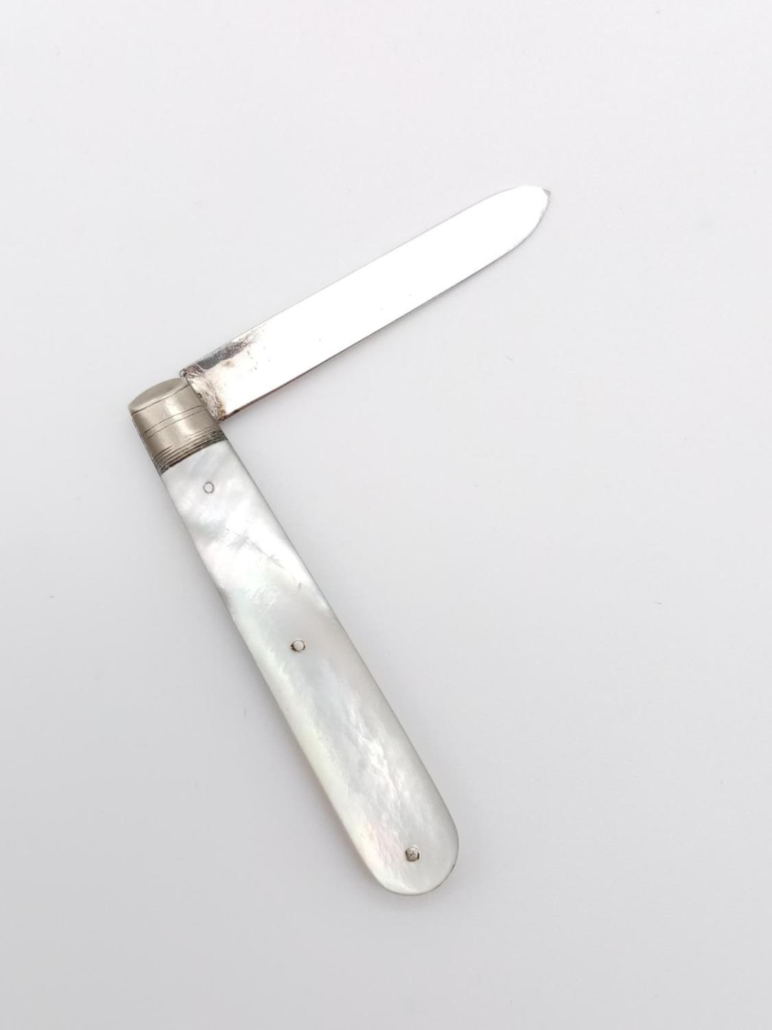 Silver bladed and MOP handle fruit knife